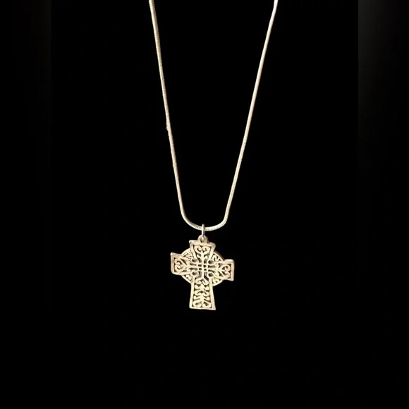 Sterling Silver Celtic Cut Out Cross Unisex Necklace Mens Woman’s Necklace